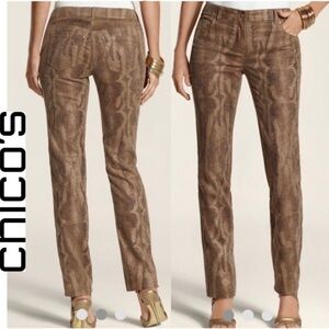 CHICO’s Brown Python Corduroy Pants 0